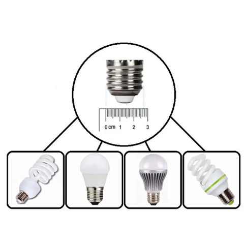 Flexible Gooseneck E26 E27 Light Socket Extender Adapter 22.5 Inch Extension Set with bulb socket sizes displayed