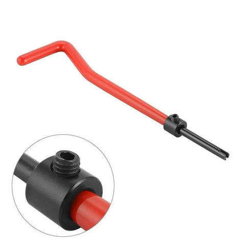 Top Shelf Thread Repair Kit 35 Piece Stainless Steel M8 X 1.25mm Helicoil Inserts With Heavy Duty Tapping Wrench detail showing red wrench