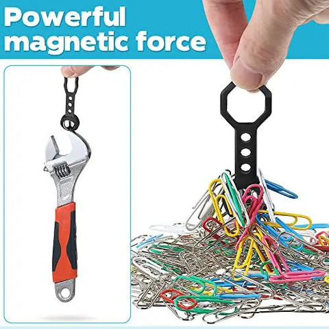 Image showing Badass Heavy Duty Magnetic Stud Finder Wall Scanner with powerful magnetic force and a wrench, showcasing tool's strength.