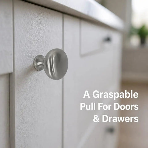 Top Shelf 25 Pack 1 1 Inch Round Cabinet Knobs In Brushed Nickel Heavy Duty Kitchen Drawer Pulls That Are Pretty Darn Sturdy With Complete Mounting Kit For Fast Room Upgrades on a kitchen drawer.