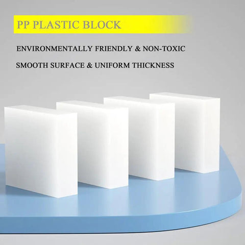 Heavy Duty PP Plastic Shim Blocks 200x300mm Square Anti Vibration Pads 45mm Thick Wear Resistant Machine Mounts stacked on blue surface.