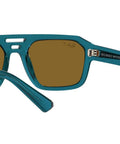Corrigan Square Sunglasses with transparent light blue frame and dark brown polarized lenses, 54 mm, eco-friendly bio-based acetate