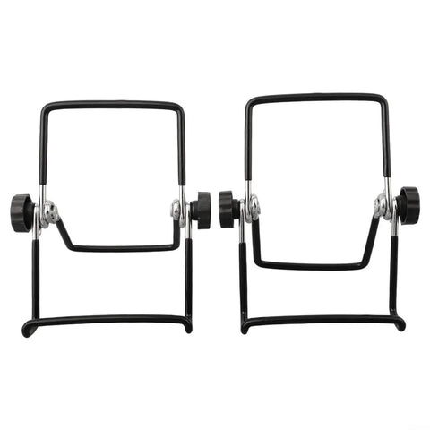 Two Pack Foldable Solar Panel Mounting Brackets with Adjustable Stands, black metal, front view of support structure for panels.