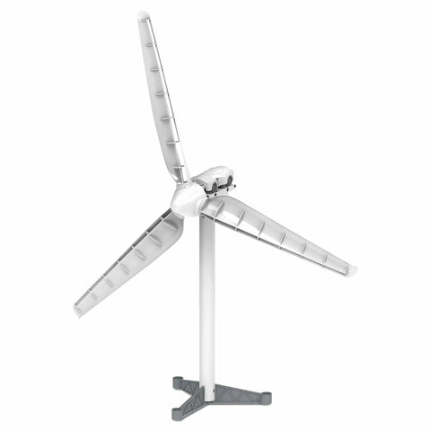 Wind Power V5.0 STEM Experiment Kit Build a 3ft Tall Wind Turbine and Dive Into Clean Renewable Energy Indoors or Outdoors With Hands On Projects For Ages 8 and Up, front view of assembled white turbine.