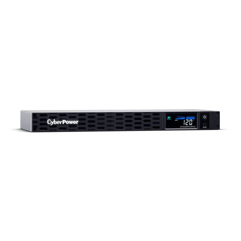 Front view of Sinewave UPS Battery Backup And Surge Protector 500VA 300W With 6 Outlets AVR 1U Rackmount UL Certified for home electronics.