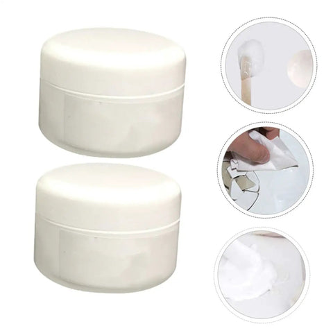 Ceramic Tile Repair Kit 2 Piece Quick Drying Epoxy Adhesive With Filler For Porcelain Floor Tiles, shown in white tubs and application examples