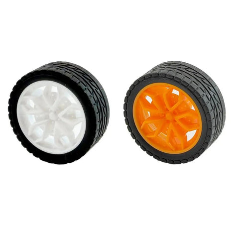 Bold 20 Piece RC Model Wheel Set With 10 Round Axle Shafts For DIY RC Cars Trucks Robots Boats And Helicopters Yellow Rubber Tires