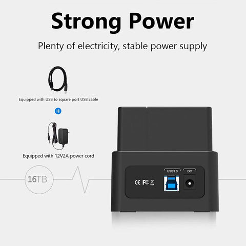 Top Tier Heavy Duty External Hard Drive Case And Docking Station For 2.5 To 3.5 Inch Sata Hard Drives USB 3.0 port and power source details