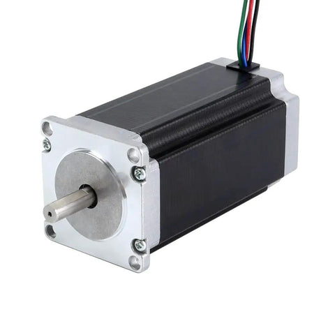 One Axis Stepper CNC Kit With Nema 23 3Nm 8mm Shaft 24 To 50V DC DM542TE Digital Driver 425ozin Torque Built For Makers Ready To Run For Pro Grade CNC Milling And Engraving, showing a Nema 23 motor with visible shaft and wiring.