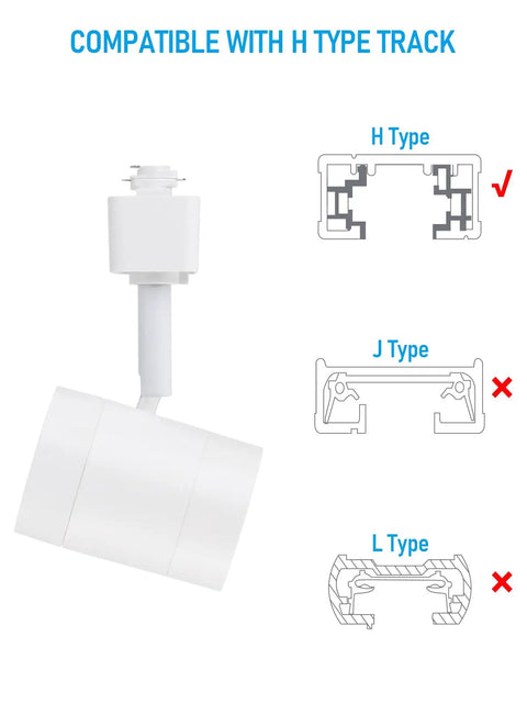 Diagram showing 8.5W Dimmable H Track Lighting Heads 600LM CRI90 4000K compatible with H type track