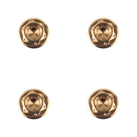Fresh Gold Titanium Handlebar Clamp Bolts And Brake Clutch Perch Screws, close-up view of four high-quality screws.