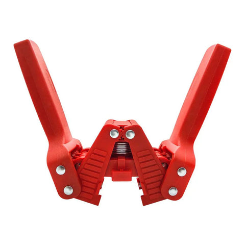 Double Lever Manual Bottle Capper With Magnetic Cap Holder And 144 Beer Caps For Homebrew Sealing showing the red ABS body and levers.