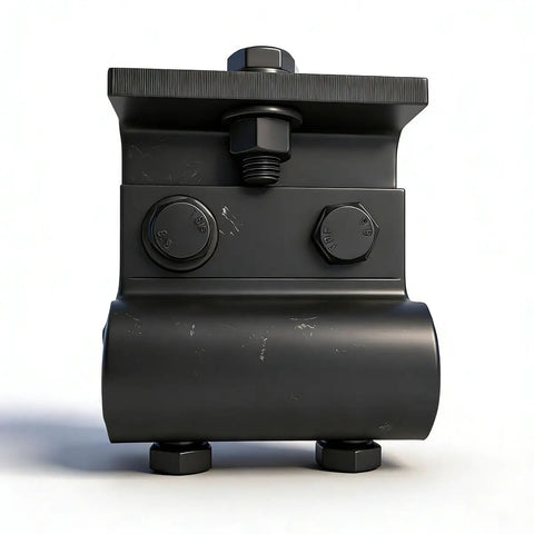 Beefy Channel Trolley Track Hanger Bracket for I-Beams and 1-5/8 Strut Channel in rust-resistant carbon black finish