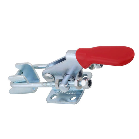 Rock Solid Heavy Duty 4 Pack Latch Toggle Clamps Set With Epic 360 Lbs Holding Power For Welding Fabrication And Auto Shop Metal Work Gear, red handle