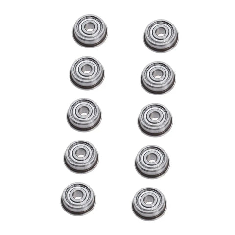 Solid 5 Pack Ball Bearing Extruder Swap For 3D Printers showing five fatigue resistant replacement pulleys in a slick silver finish.