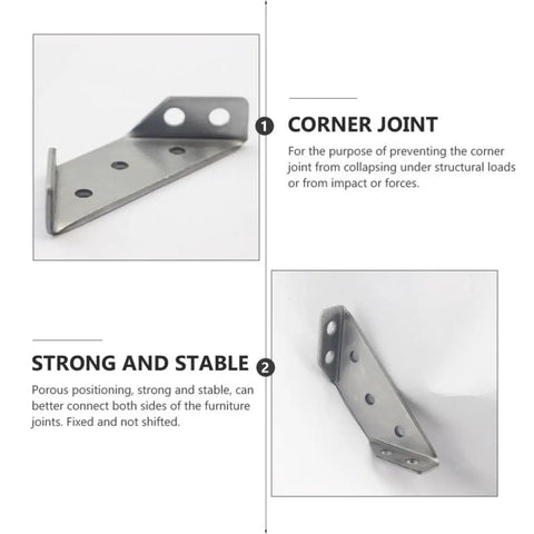 Trapezoid Angle Corner Braces Set Fixed Anti Rust Stainless Steel Heavy Duty Shelf Brackets 10 Pcs, showcasing corner joint and stability