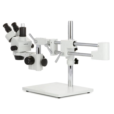 3.5X To 90X Zoom Stereo Microscope On Boom Stand With 144 LED Lighting And 5MP USB Digital Camera, wide boom stand view