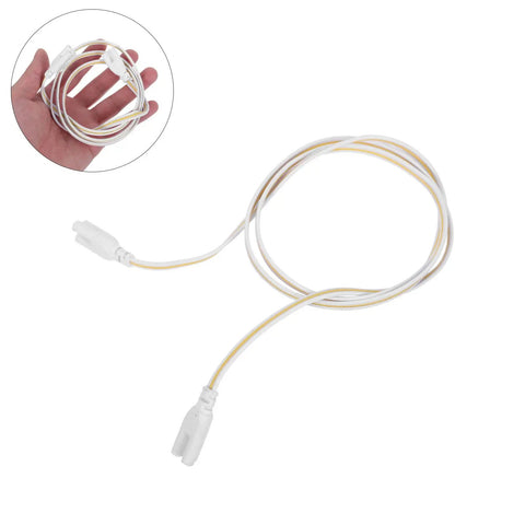 LED Tube Lamp Wire With 3 Pin Double End Connector Flexible Power Extension Cable For Under Cabinet Lights And Tube Lights Durable Indoor Workshop Power Supply Easy Install Safe Long Lasting white cord with 3-pin connectors