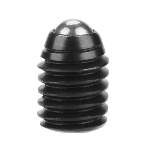 Close-up of M6 Carbon Steel Ball Screws, black finish, from the M6 Carbon Steel Ball Screws and Spring Plunger Set, 10 Pieces.