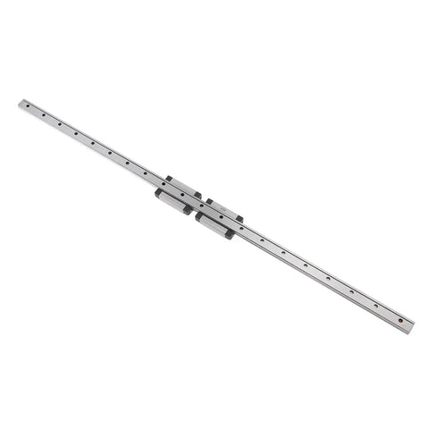 Beefy Compact Linear Rail Guide Motion System For 3D Printers And Small CNC Builds With 500mm Rail And 2 Black Sliders Bearing Steel Construction For Smooth Precise Quiet Travel. 500mm MGN12H linear rail with two black sliders for 3D printers and small CNC builds