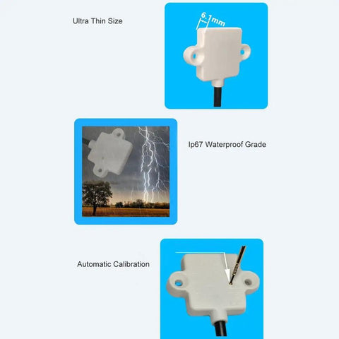 Non Contact Water Level Sensor XKC Y23A V 5V High Low Level Output showing ultra-thin size, IP67 waterproof grade, and calibration