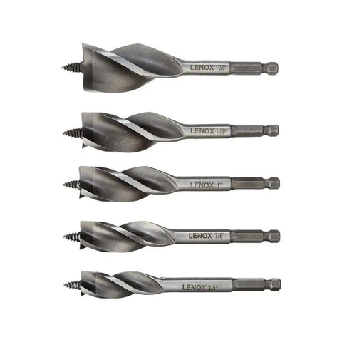 Heavy Duty Bi-Metal Plumber Utility Kit Five Piece For Drills With High Speed Steel Bits Three Cutting Edges For Nail Embedded Wood