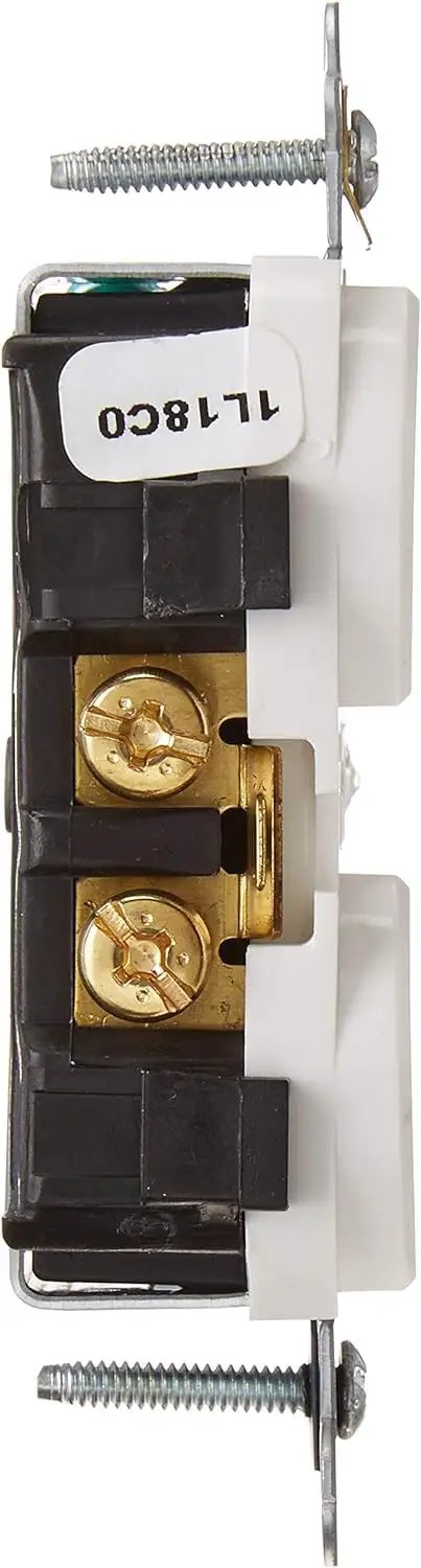 Side view of Commercial Grade Smooth Face Duplex Receptacle Built Tough For Heavy Duty Use 20 Amp 125 Volt Side Wire NEMA 5 20R 2 Pole 3 Wire
