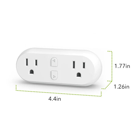 Dual Outlet Smart Plug 15A WiFi Bluetooth Extender, Hands Free Voice Control With Alexa And Google Home, Remote App