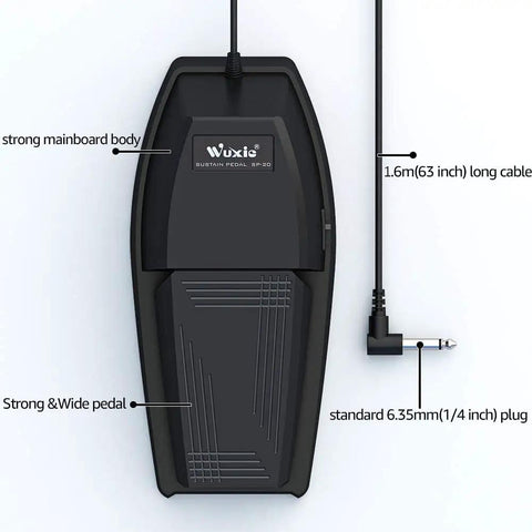 Universal Sustain Pedal For Digital Pianos And MIDI Keyboards, Non Slip Wide Slope Foot Pedal With Polarity Switch, Easy Press