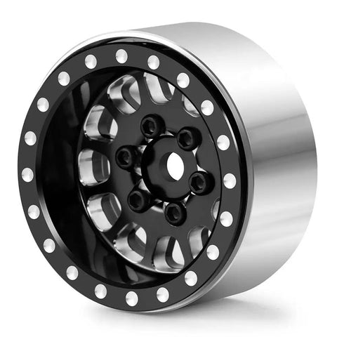 Beadlock Wheel Rims For 1 24 Scale RC Crawlers, 4 Piece Aluminum CNC Machined Black Upgrade For Axial SCX24 Gladiator Deadbolt Bronco C10 JLU, Tough As Nails Aluminum Construction Lightweight Shock Proof