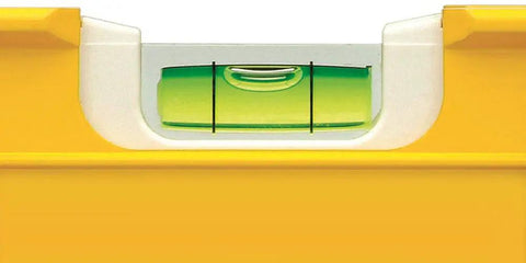 Close-up of the vials in a Professional 12 Inch Spirit Level Featuring Rock Solid Aluminum Build And Razor Sharp Vials Crafted For Tradesmen Demanding No Sweat Performance.