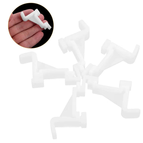 Heavy Duty Freezer Hooks And Fridge Shelf Clips Set Of 50 Crack Resistant Smooth Surface close-up view of one clip