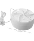 No Sweat Compact Personal Laundry Workhorse, Gentle Spin Mini Washing Machine For Fragile Delicates, Underwear, Socks, And Bath Towels, Smooth Space Saving Design, white mini washer with power cord.