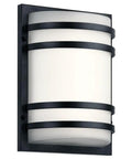 Outdoor Wall Light LED 13 Inch Textured Black With Integrated 3000K Glow, Wet Location Rated, Durable Plastic Backplate 9.75 By 13.5 Inches, Modern Transitional Style With White Diffuser For Even, Soft Illumination.
