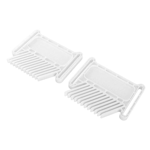 Adjustable Woodworking Featherboard To Pin Boards Dead Tight On Router Tables And Table Saws For Better Control And Nasty Kickback Prevention In Slick White Durable Plastic, two pieces shown.