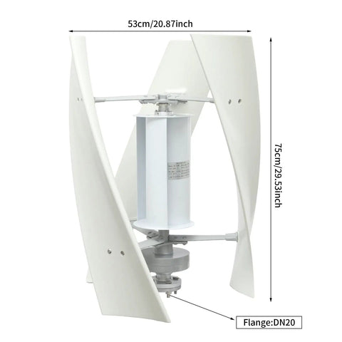 Plug-and-Play Vertical Axis Wind Turbine 100W With Permanent Magnet Generator And Intelligent Controller, Low Noise Helical Windmill