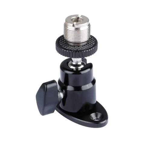 Five Eighth Inch To Twenty Seven Thread Mini Ball Head For Microphone Mount with CNC Machined Pro Aluminum Base, front view