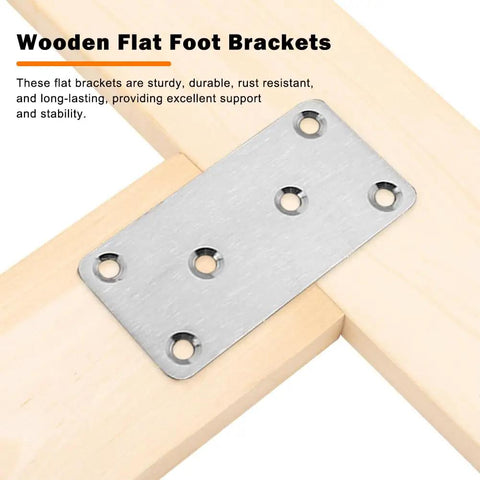 Beefy Heavy Duty Wood Brackets Set 10pcs Stainless Steel Flat Mending Plates 80x40x1.75mm attached to wood