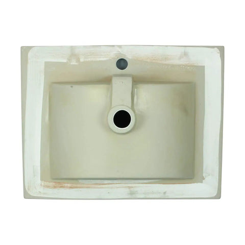 Luke 24 Inch Square Drop In Bathroom Sink White Porcelain With Overflow No Fuss Easy Install Pre Drilled 1.5 Inch Faucet Hole
