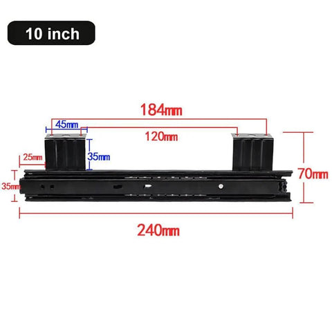 Heavy Duty Drawer Slides Set 2 Pack Full Extension Ball Bearing With Soft Close 10 Inch Black Steel Keyboard Shelf Runners