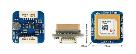 Front, side, and back view of High Precision M10Q 5883 GPS GNSS and Compass Module for Racing Drones Quadcopters and Planes Long Range Navigation.