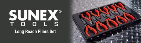 7 Piece Long Reach Pliers Set With Non Slip Comfort Grips And Red Handles For Grabbing In Tight Spots And Reaching Hidden Angles