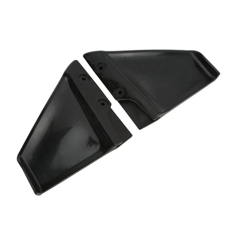 Black plastic Boat Hydrofoil Stabilizer for 4 to 50HP Outboard Motors 29x26x7 size, drag busting accessory, shown in two pieces