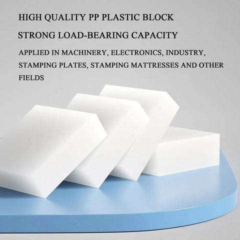Rock Solid PP Plastic Support Blocks 400 By 400 Millimeters With 25 Millimeter Thickness Hella Tough Anti Vibration Shim Plates on a blue surface.
