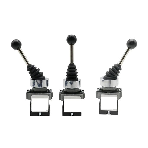 Beefy Rod End Bearing Kit With 2NO 2 Position Latch And 4NO 4 Position Rotary Cross Toggle Switches For XD2 PA12 PA14 Joystick Controller With Spring Return And Reset, three black metal levers