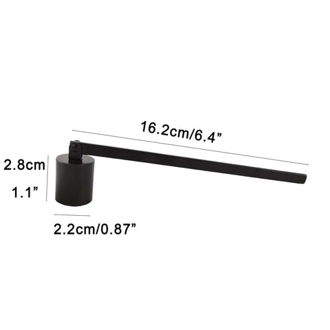 Sleek Black Stainless Steel Candle Snuffer With Rotating Swivel Bell And Ergonomic Grip Handle For Smooth Flame Control And Deep Jar Reach Killer Gift For Candle Lovers Everywhere, 6.4 inch size.