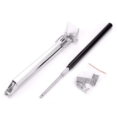 Solar Heat-Sensitive Automatic Greenhouse Vent Opener Kit With Single Spring laid out with installation hardware