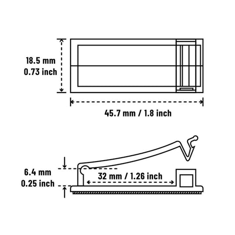 Dimensions diagram of Strong Self Adhesive Cable Clips 20 Pack For Cable Management And Wire Runs with labeled measurements.