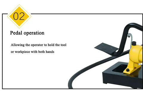 Heavy Duty Manual Hydraulic Pedal Pump Delivering 9947 Psi Peak Pressure with pedal operation for hands-free tool handling.