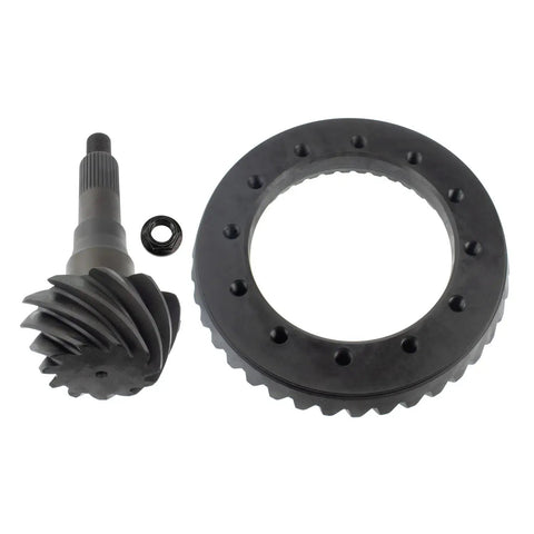 Smooth Cranking 3.55 Ratio Differential Ring And Pinion Set For Ford 9.75 12 Bolt Axle Featuring 31 Spline Shafts And Tough 8620 Steel Build, showing gears and pinion shaft.